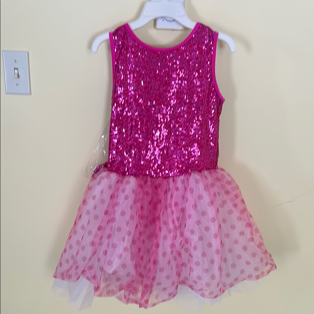 NWT Laylas Dance Costumes “Music Box Dancer” Sparkling Pink Sequins Tutu Dress